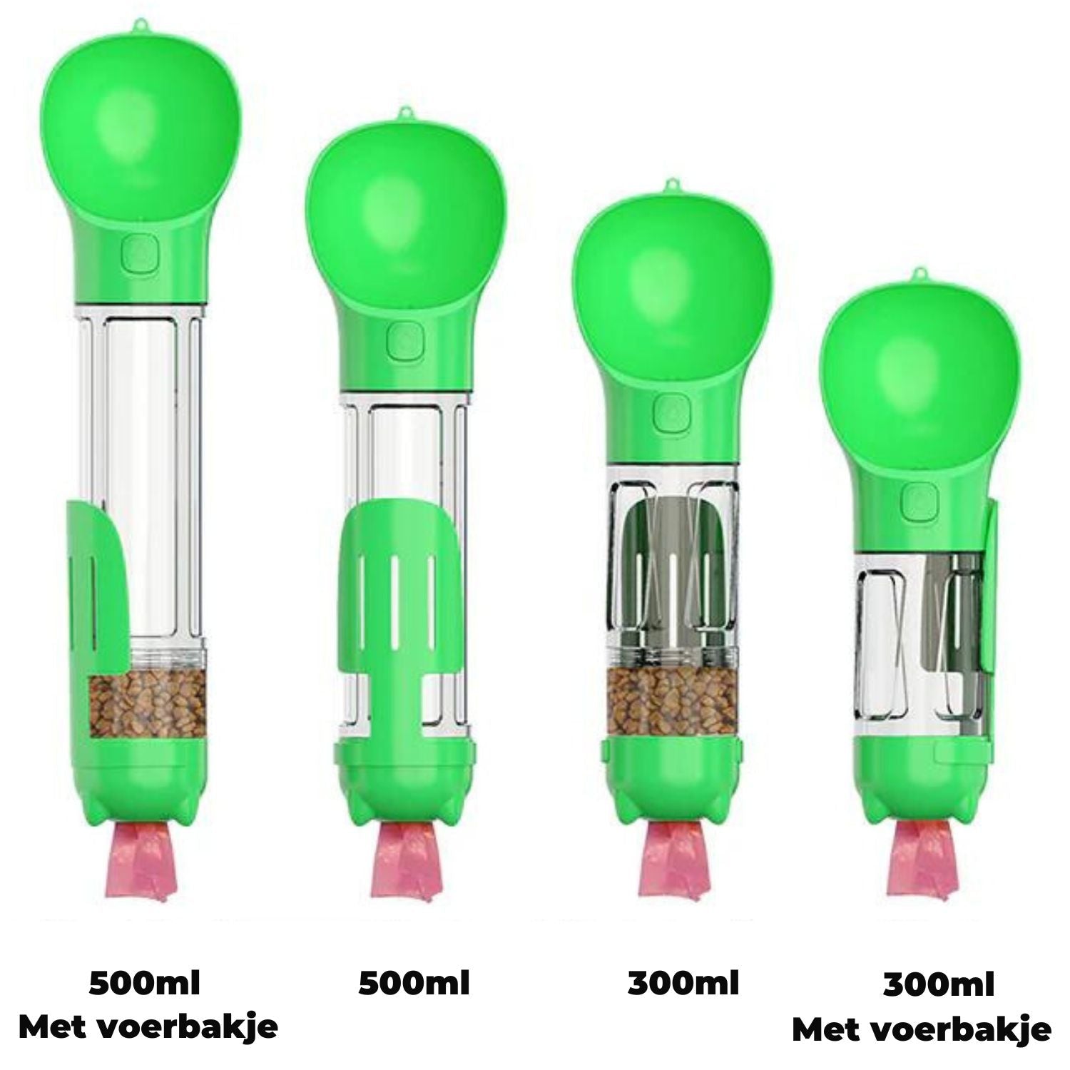 5 in 1 waterfles groen 300ml en 500ml